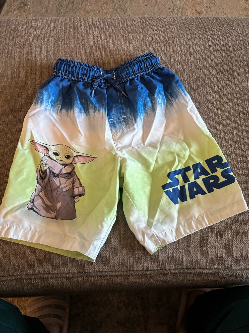 Star Wars Kids Swim Shorts with The Child Graphic in Blue & Green